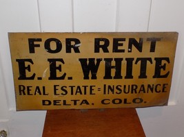 Vintage For Rent E.E. White Delta, CO. Tin Sign - €82,29 EUR