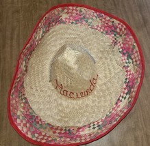 LARGE STRAW MEXICAN SOMBRERO HAT 20&quot; Hacienda With Chin Strap - $16.09