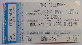 Los Lobos Vintage 1995 Ticket Stub THE FILLMORE Gen Adm Collectible - £3.94 GBP