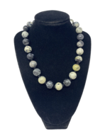 Natural Stone Beaded Necklace Black, Ivory, Grey 18&quot; - $18.99