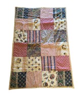 Vintage Quilt End of Bed Baby Throw Blues Pinks Romantic Cottagecore 50x35&quot; - $76.44 CAD