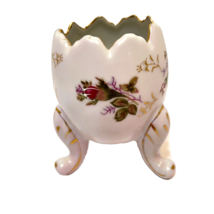 Vintage Napcoware Porcelain Floral Cracked Egg Vase Footed Hand Painted 3.75&quot; - £11.71 GBP