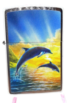 Dolphins At Sunset Authentic Zippo Lighter Brushed Chrome Finish - $29.99