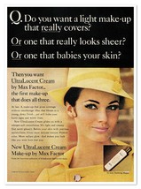 Max Factor UltraLucent Cream Woman in Yellow Vintage 1968 Full-Page Maga... - $9.70