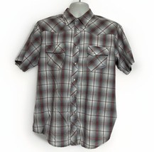 Wrangler Wrancher Men&#39;s Large Plaid Pearl Snap Western Rodeo Cowboy S/S Shirt - £16.65 GBP