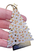 Vintage 1995 Christmas Ornament Year White Gold Metal Gloria Duchin 4&quot; - $19.53