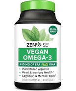 Zenwise Vegan Omega 3 Supplement - Mental, Heart &amp; Immune Health - 48 So... - $20.41 CAD
