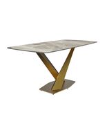 LeisureMod Voren Modern Dining Table with 55&quot; Rectangular Stone Tabletop... - $1,382.56 CAD