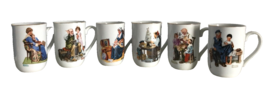 6 Norman Rockwell Museum Porcelain Coffee Mugs Memories Bedtime Good Boy... - $24.18