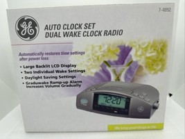GE Auto Clock Set Dual Wake Clock Radio Graduwake Ramp-up Alarm 7-4892 NEW - £36.46 GBP