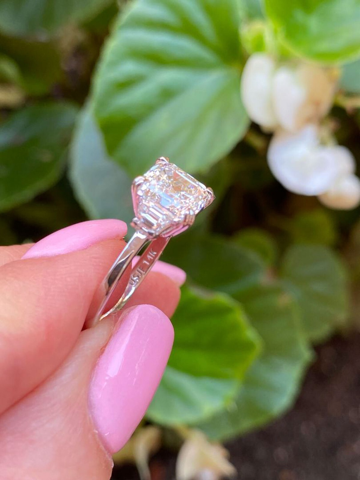 3 Stone IGI 2.10 CT Lab Grown Asscher Diamond Ring 14k Gold 2.50 TCW Item image 2