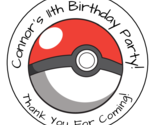 12 Personalized Pokemon Birthday Party Favor Stickers, Labels, 2.5&quot; Poke... - $11.99