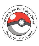 12 Personalized Pokemon Birthday Party Favor Stickers, Labels, 2.5&quot; Poke... - £9.58 GBP