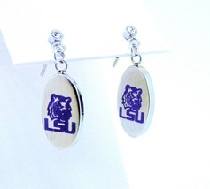 NEW Louisiana State Tigers Logo Stainless Steel Dangle Earrings - £21.54 GBP