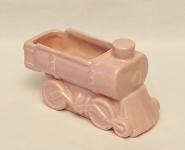 Vintage Haeger Potteries pink locomotive train engine planter small 6&quot; 1950s - $10.00