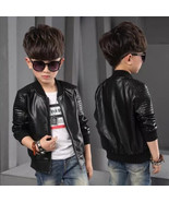 Black Stylish Kids Leather Jacket Genuine Lambskin Boy Party Bomber Kids... - $1,889.17 MXN+