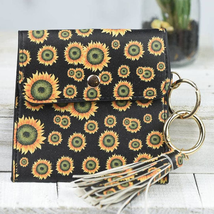 Key Ring Pouch With Tassel and Clip Sunflower - £10.87 GBP