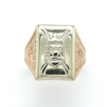 10k Yellow and White Gold Men's Ring with Crest Hand Engraved Size 9.75 (#J6353) - $859.80 CAD