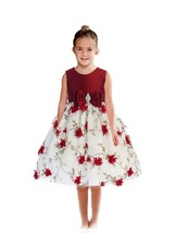 Posh Red/White Floral Embroidered Flower Girl Holiday Dress, Crayon Kids... - £35.16 GBP+
