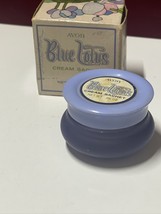 Vtg 70s Avon BLUE LOTUS Cream Sachet .66 oz Glass Jar Decanter With Box - £6.13 GBP