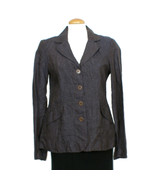 EILEEN FISHER Dapple Gray Rumpled Linen Delave Shaped Jacket - $190.63 CAD
