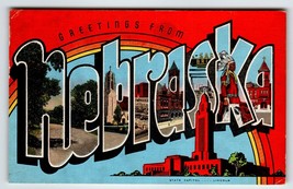 Greetings From Nebraska Postcard Large Big Letter State Kropp 1946 Vintage - £9.41 GBP