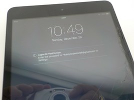 Apple iPad mini 1st Generation. 16GB, Wi-Fi, Gray Screen Cracked Needs Reset  - $29.95
