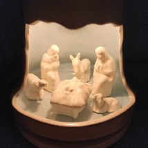 Vintage Nativity Minimalist White Christmas Holiday Night Light Up Glowing Blue - £37.98 GBP