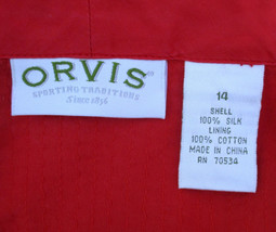 Orvis Asian Inspired Mandarin Collar Silk Open Lightweight Red Jacket Si... - $28.49