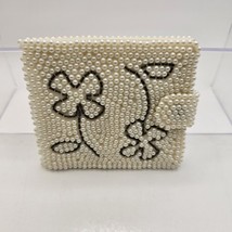 Vintage Bonsoir Beaded Folding Snap Close Wallet - $9.49