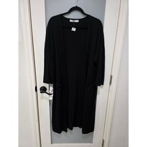 MNG Mango Black Duster Cardigan Sweater XS | Ribbed Longline Open Front ... - $40.51 CAD