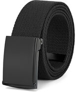 NEW MILITARY BLACK WEB BELT W/ BLACK BUCKLE &amp; TIP ADJUSTABLE UP TO 65 IN... - $12.52