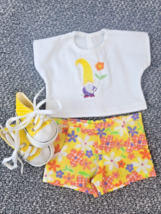 Doll Outfit Shorts Set Shoes Gnome Flowers Embroidered Fits American Gir... - $16.80