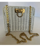 Rare Salvatore Ferragamo White Wicker Gancini Crossbody/Shoulder/Clutch GHW - $2,037.50 CAD