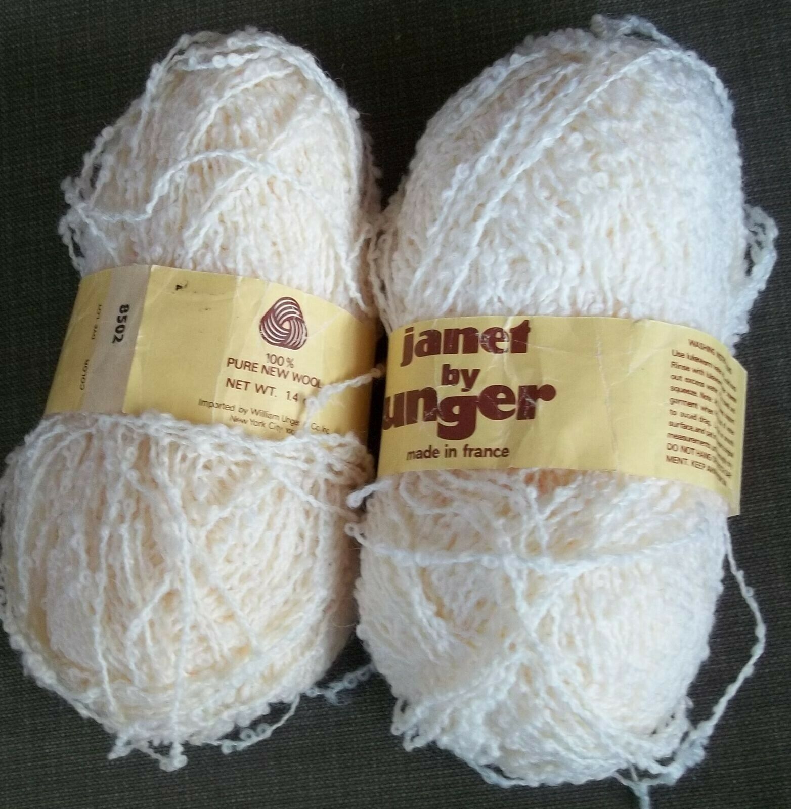 Primary image for 100% Wool Made in France Janet by Unger Yarn 2 Skeins White