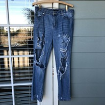 Forever 21 Distressed Jeans Ripped Holes Blue High Waisted Rise Size 28  - $17.81