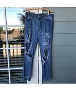 Forever 21 Distressed Jeans Ripped Holes Blue High Waisted Rise Size 28  - £13.71 GBP