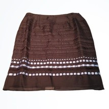 Prague 100% Silk Lined Eyelet Longer Pencil Straight Black &amp; Blue Skirt Size 14 - £60.17 GBP