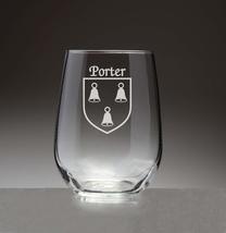 Porter Irish Coat of Arms Stemless Wine Glasses (Sand Etched) - £52.13 GBP