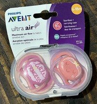 Philips Avent Ultra Air 2 Pack Pacifiers Little Princess Pink Orange 6-1... - $14.24