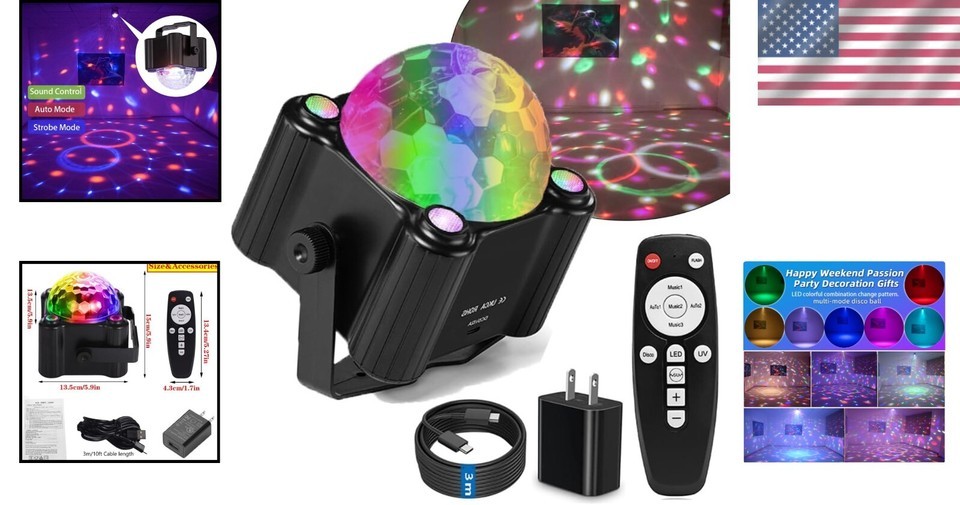 Versatile Disco Ball Light with UV and Sound Activation - Perfect for Parties Item image 2