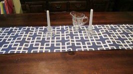 &quot;&quot;NAVY &amp; WHITE PATTERNED - REVERSIBLE STRIPE&quot;&quot; -  EXTRA LONG TABLE RUNNER - £10.13 GBP