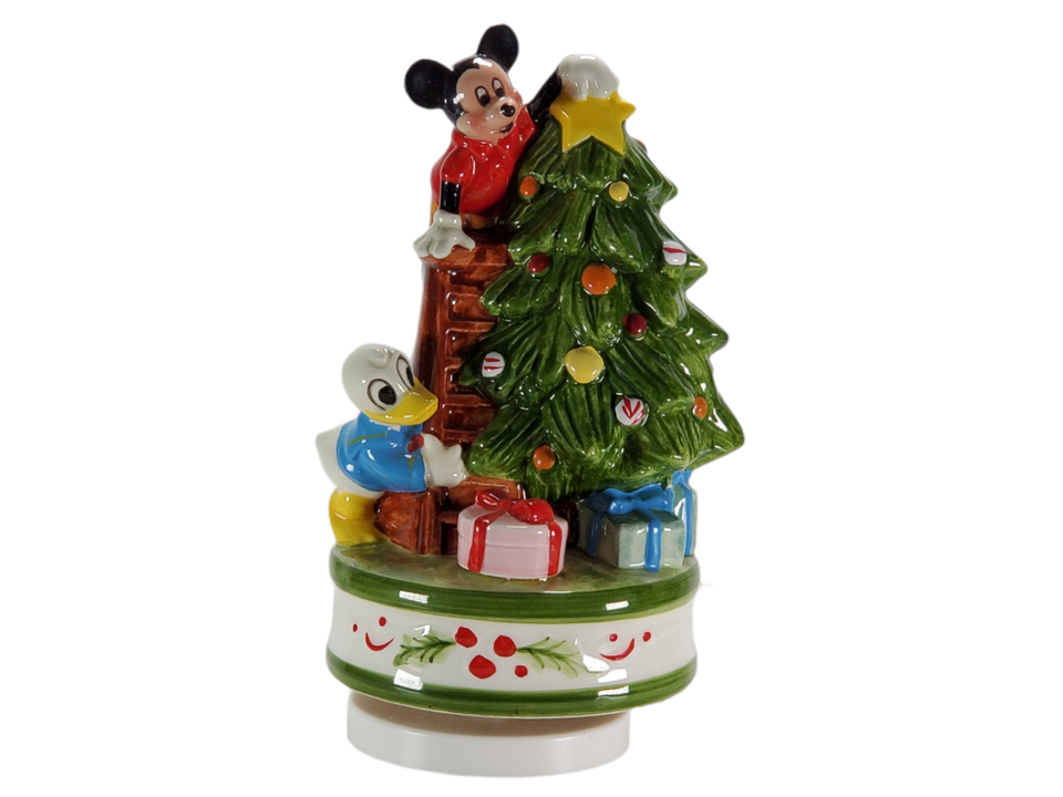 Vintage DISNEY 1983 Schmid Mickey Donald Christmas Tree Sneak Preview Music Box - $41.55