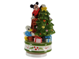 Vintage DISNEY 1983 Schmid Mickey Donald Christmas Tree Sneak Preview Music Box - £33.21 GBP