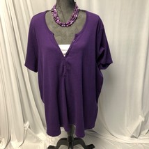 Woman Within Top Womens 4X 34-36 Waffle Weave Purple Shirt - £12.33 GBP