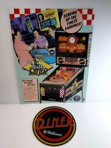 Diner Pinball Machine Flyer + Plastic Promo Coaster Vintage Original NOS 1990 - £19.20 GBP
