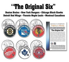 THE ORIGINAL SIX Teams NHL Colorized Canada &amp; US Quarters 6-Coin Set *LI... - $18.65