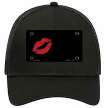 Red Lips Offset Novelty Black Mesh License Plate Hat - £23.24 GBP