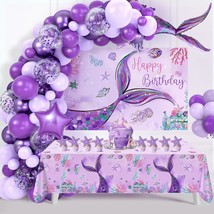 Mermaid Birthday Decorations,Mermaid Birthday Balloons Arch Kits,Mermaid Backdro - £18.02 GBP