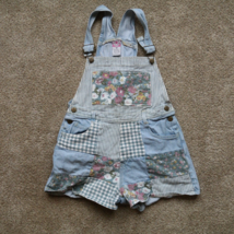 Vintage Star Sister Kids Size 14 Overall Shorts Denim Flowers Patchwork ... - $24.45